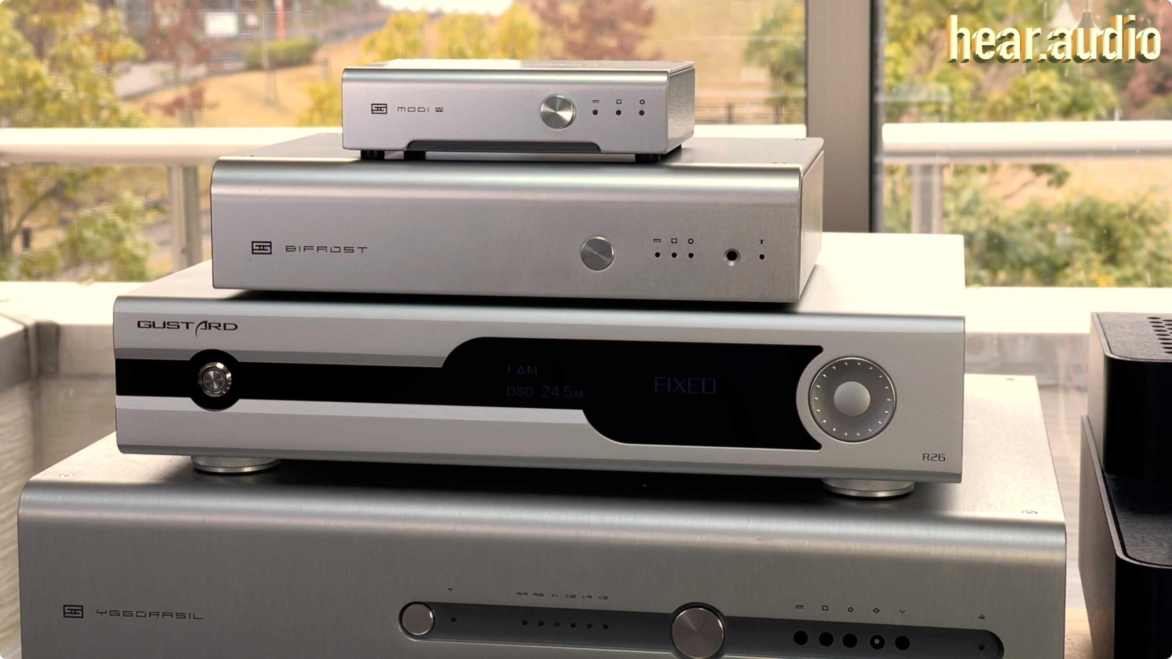 Schiit Audio Bifrost 2/64 in a stack of DACs