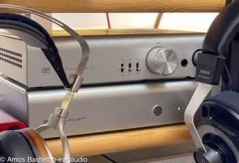 Schiit Audio Jotunheim 2 on top of a Schiit Audio Bifrost 2